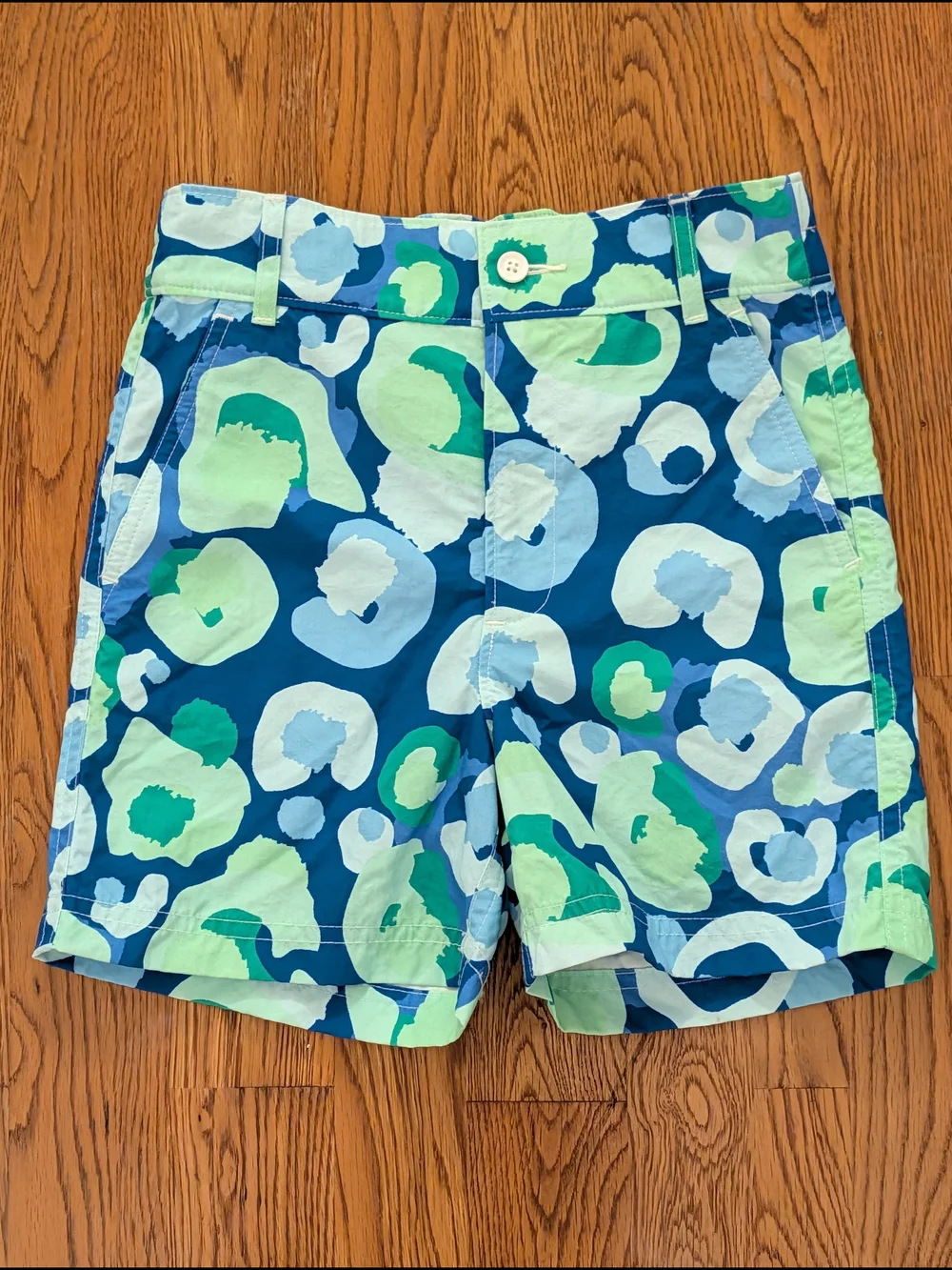 Emily McCarthy Blue Green Sea Glass Cheetah Print Boys Swim Trunks Shorts